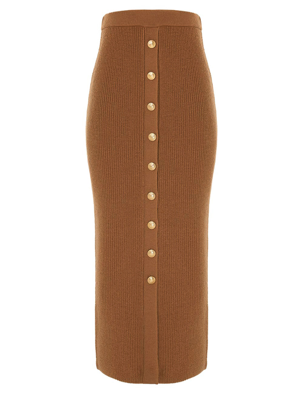 Crush Buttoned Tube Midi Skirt