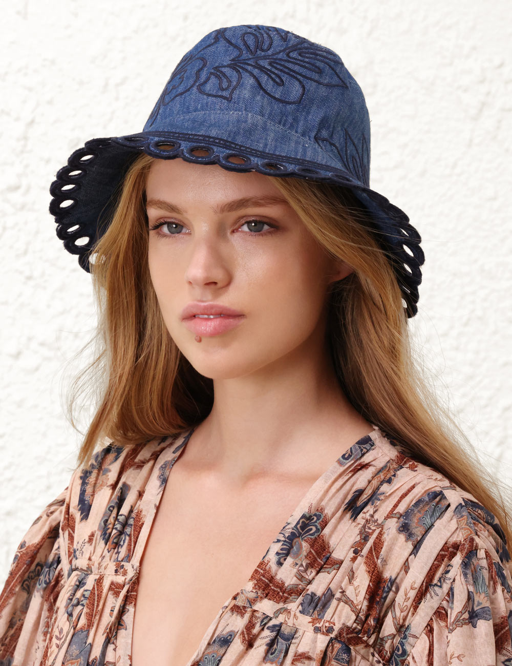 Embroidered Denim Bucket Hat 3 Embroidered Denim Bucket Hat