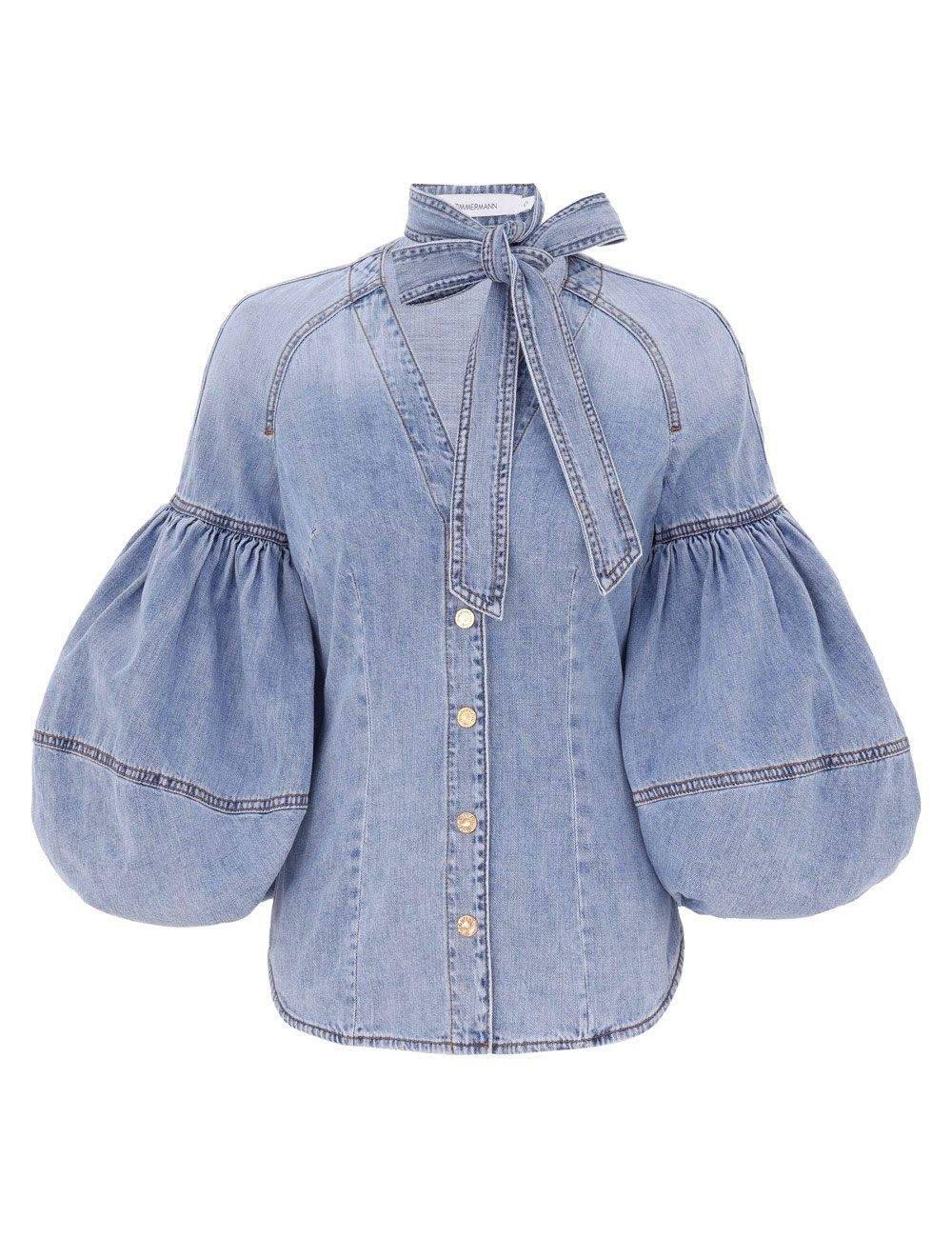 Tied Denim Blouse