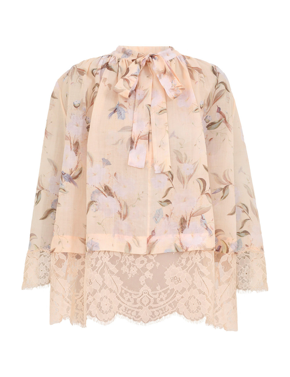 Cascadian Lace Tie Neck Blouse