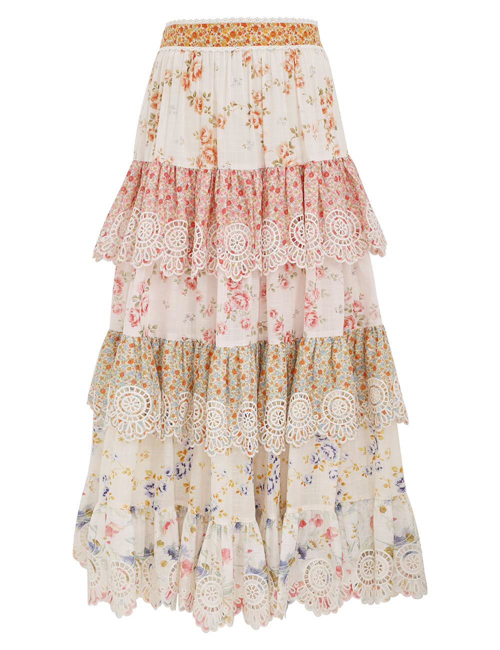 Lucky Embroidered Midi Skirt