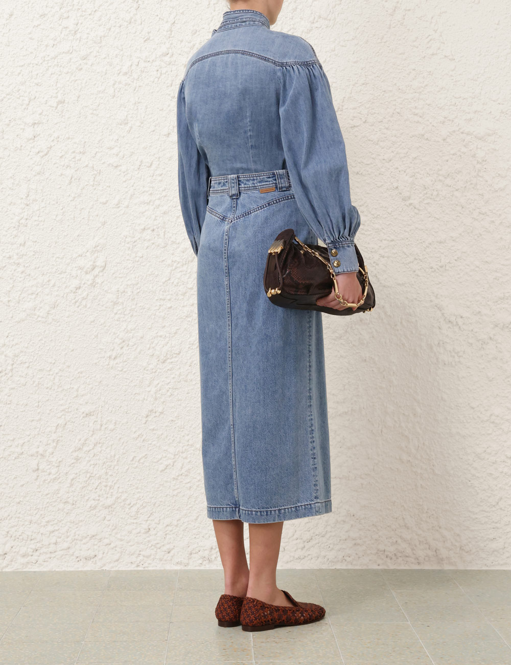 Denim Tie Neck Blouse 5 Denim Tie Neck Blouse