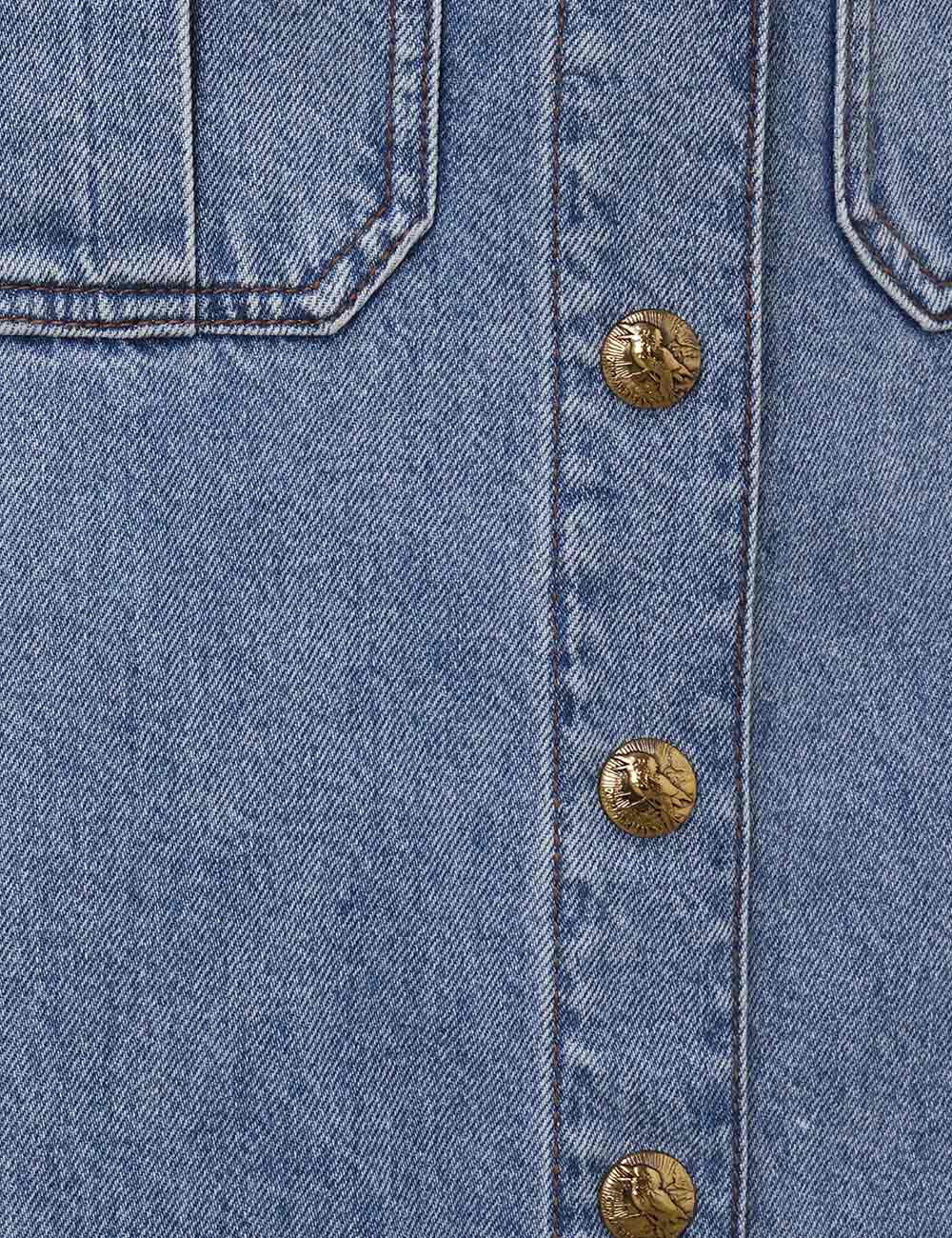 Denim Tie Neck Blouse 7 Denim Tie Neck Blouse