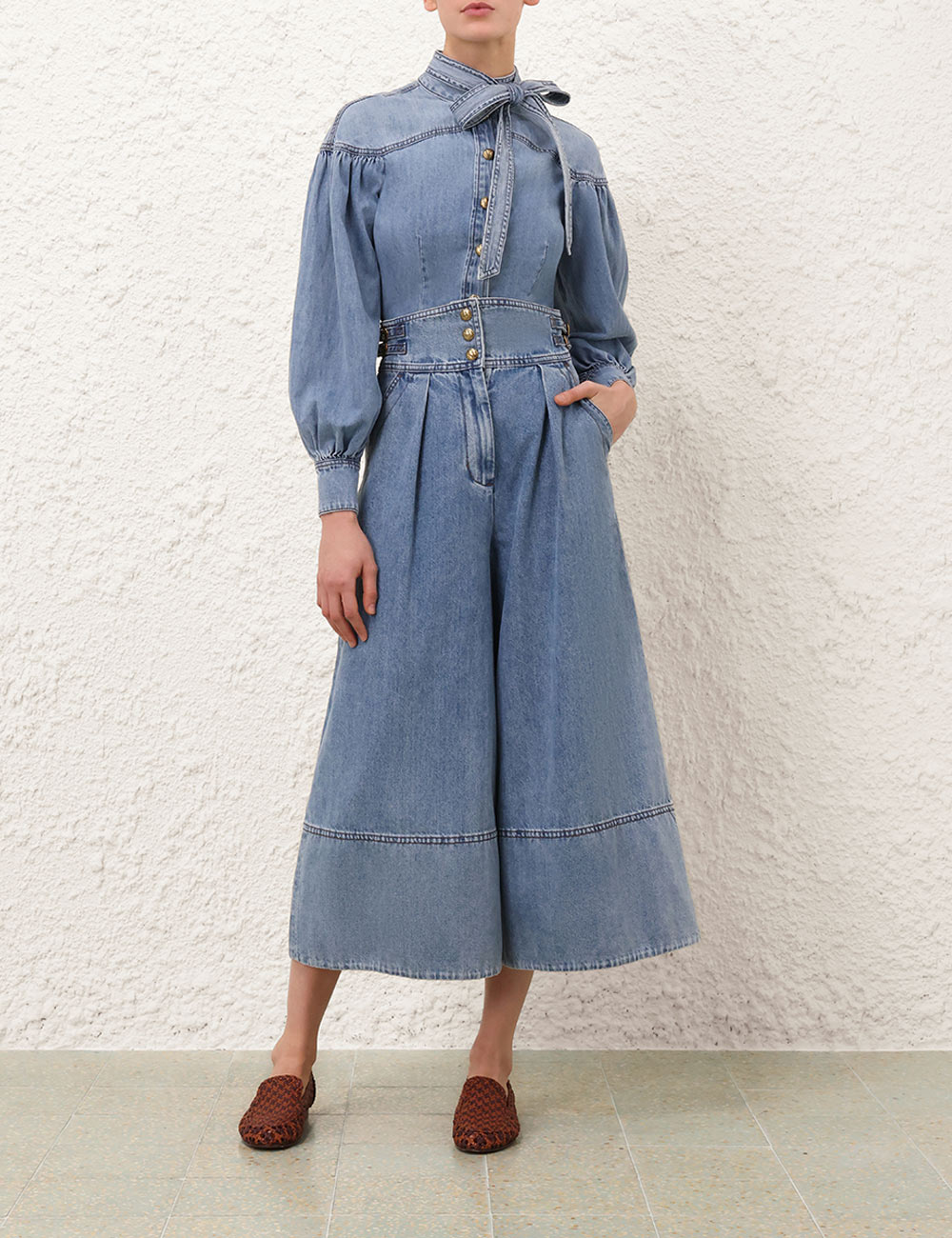 Denim Tie Neck Blouse 8 Denim Tie Neck Blouse