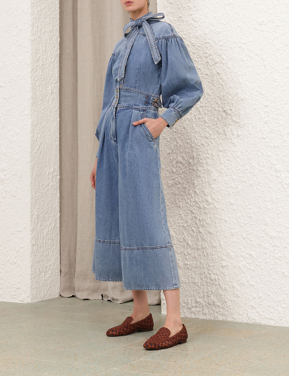 Denim Tie Neck Blouse 9 Denim Tie Neck Blouse