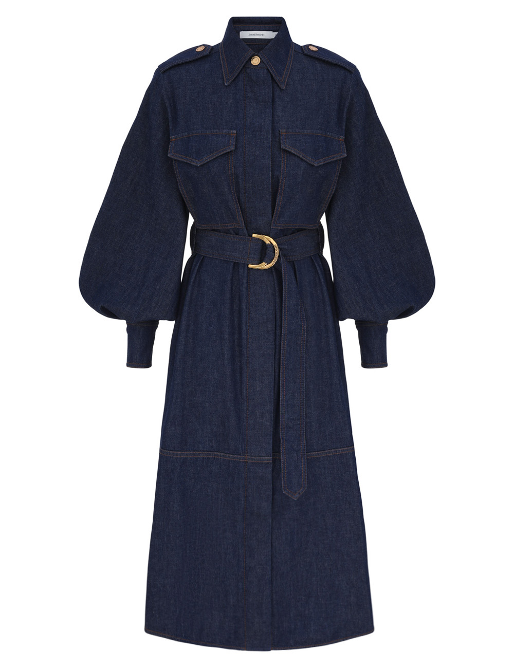 Denim Cargo Midi Dress